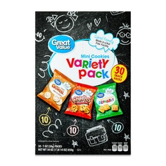 Great Value Cookies Variety Pack 30 Snack Packs 1 oz 2 Pack (60 Total)