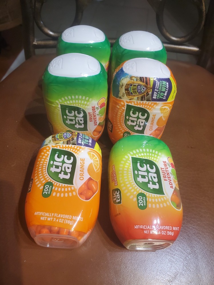 (6) Tic Tac Fruit Adventure. Orange 200 Mints Each 3.4 oz. BB: 01/2027 FREE SHIP
