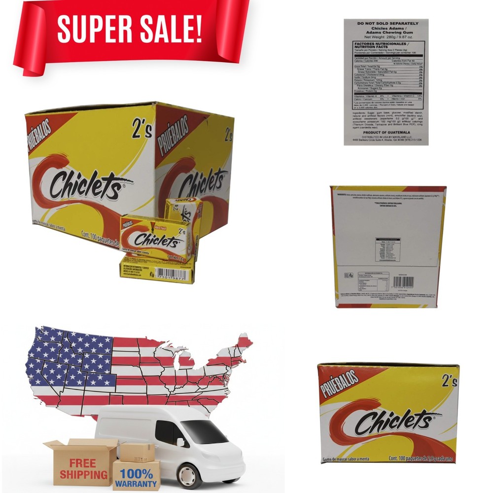 Flavorful Adams Gum 100 x 2 Units – Ideal Chiclets Pack for Fresh Breath