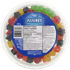 Great Value Tub of Fruity Gummy Jujubes, 600g/1.3 lb