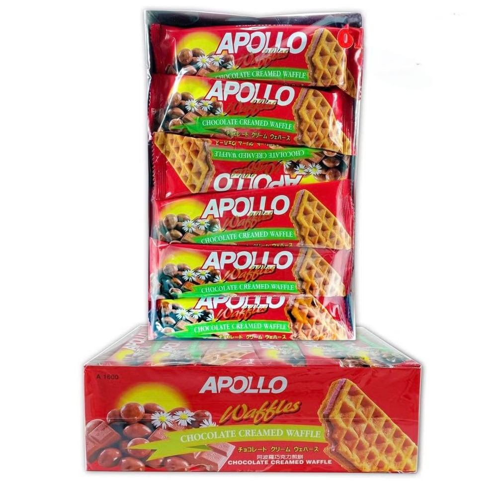 Apollo Chocolate Creamed Waffle – Malaysian Snack – 18g x 36