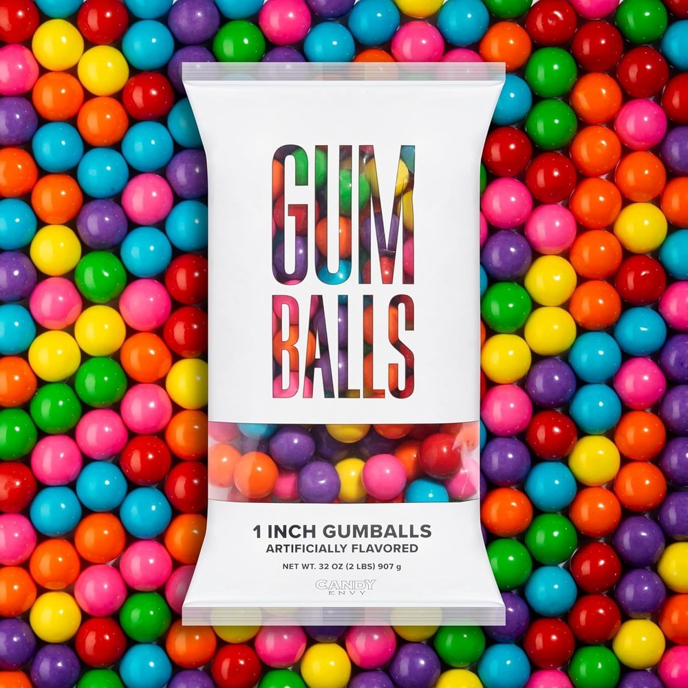 Candy Envy Assorted Gumballs 2lb Bag ~113 Count 1″ Bulk Kosher North America