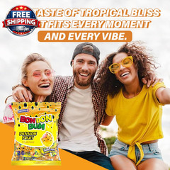 Bon Bon Bum Passion Fruit Lollipops, Tropical Fruit Hard Candy, Individually Wra