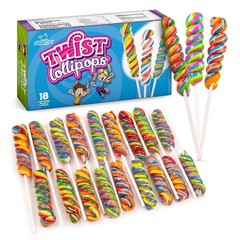 Rainbow Twist Lollipops Swirl 18 PCS- Individually Wrapped Bulk Lolipop Candy…