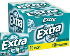 EXTRA Polar Ice Sugarfree Gum, 15 Sticks (Pack of 10)