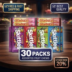 Skittles Starburst Variety Pack 30 Count Candy Bulk Snack Mix Original Fun Size