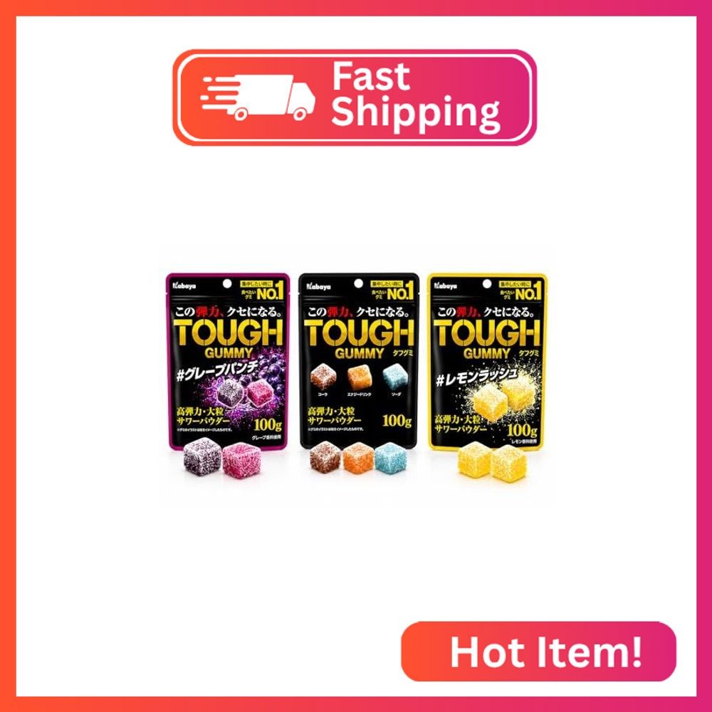Konbini Japan – Tough Gummy Japanese Candy Gummies (100g x 3) Authentic Sweets G