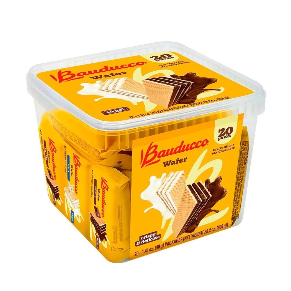 Bauducco Chocolate & Vanilla Wafer Cookies – Convenient Single,28.2oz Pack of 20