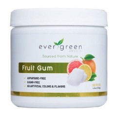 Evergreen Sweets Tropical Fruit Gum Made with Xylitol and Stevia 100 Pieces Jar