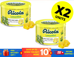 Ricola Herbal Candy Tin 100g LemonMint Sugar-Free Swiss Throat Drops ( X 2 )