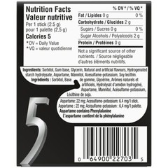 5 GUM Wintermint-Ascent Flavoured Sugar Free Chewing Gum 15 Sticks 10 Packs