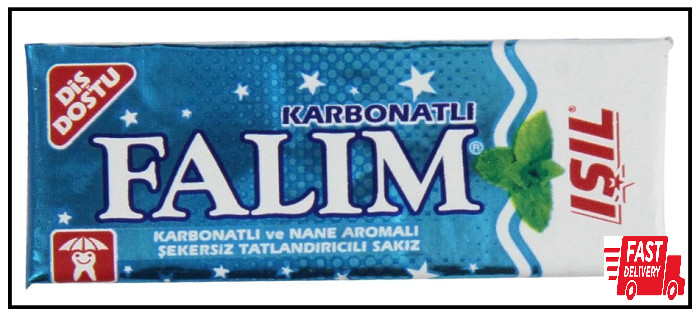 Falim Sugarless Plain Gum 20 Packs 100 Pieces Each Carbonate & Mint Flavor