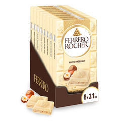 White Chocolate Tablet with Hazelnut Filling, Creamy & Crunchy Texture, 3.1Oz, P