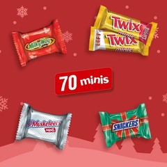 SNICKERS, TWIX, MILKY WAY & 3 MUSKETEERS Minis Milk Chocolate – 70 Ct Bulk Bag