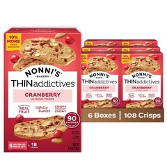 Cranberry Almond Nut Cookies – Crunchy & Chewy Crisps, 108 Cookies, 6 Boxes