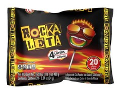 Sonric’s Rockaleta Lollipops, Mexican Lollipop with Bubble Gum Center, 20 Count