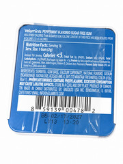 Velamints Sugar Free Gum Peppermint Pack of 8 Tins 16 pc per Tin White 04/2027