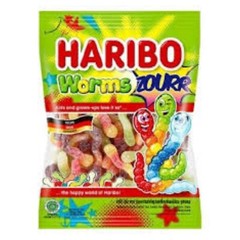 3× Haribo sour worms gummies 160 g each