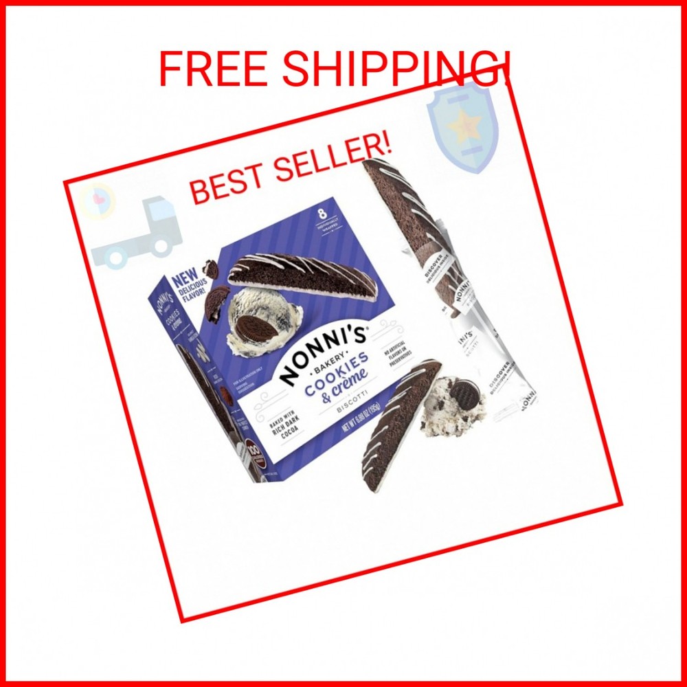 Nonni’s Cookies & Crème Biscotti, Rich Dark Cocoa Cookie with Vanilla Icing, 8 I
