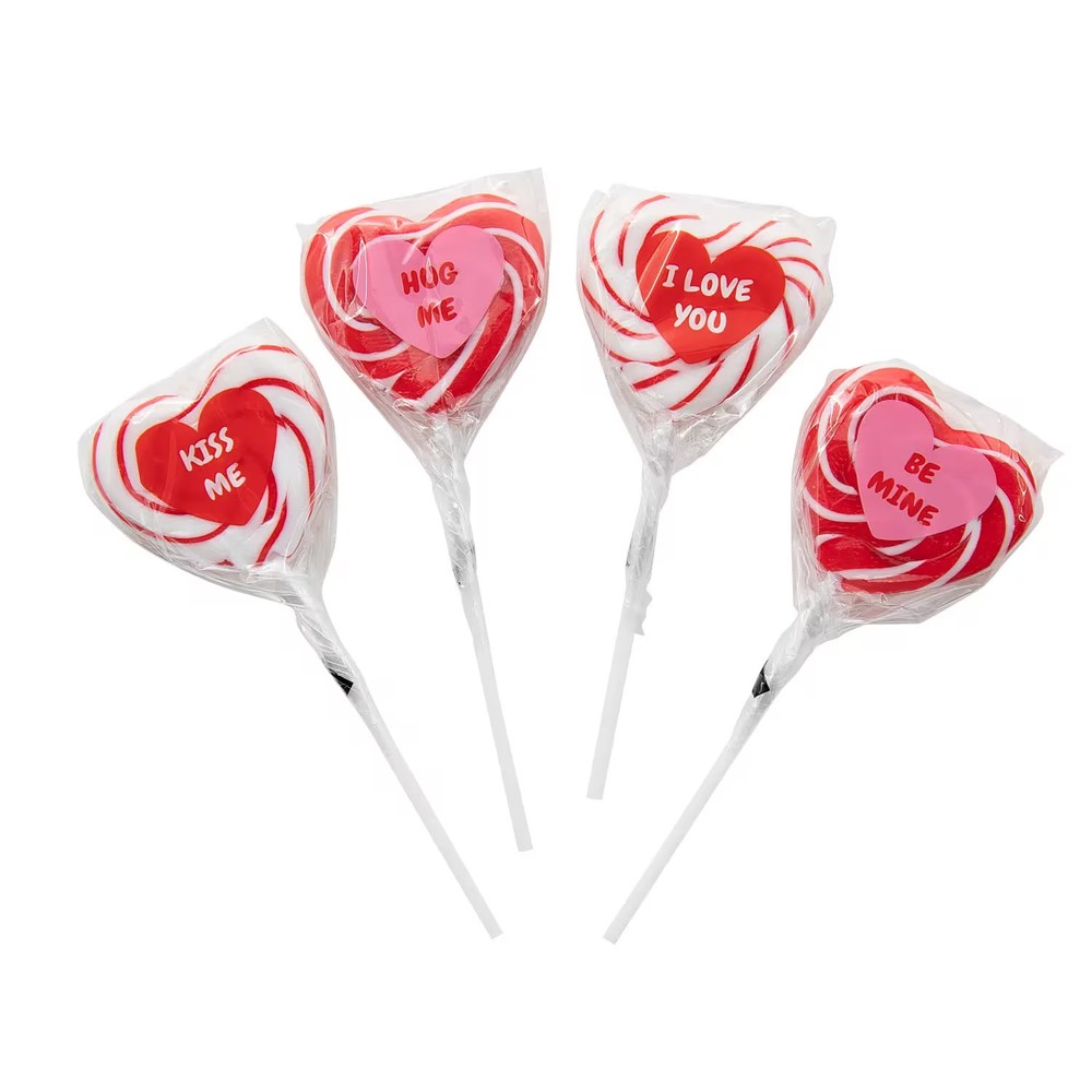 Heart-Shaped Conversation Swirl Lollipops – 12 Pc.