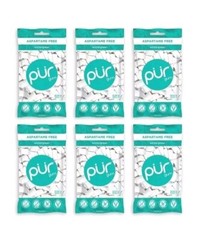 PUR Xylitol Chewing Gum WINTERGREEN (55 Pieces, 6 Pack) Sugarless Vegan Pure