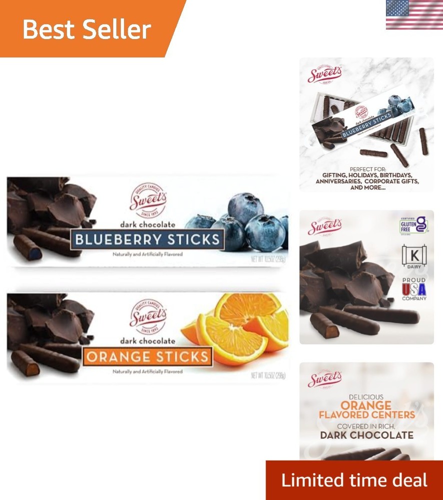 Kosher Certified Dark Chocolate Fruit Flavored Sticks – Pack of 2, 10.5oz