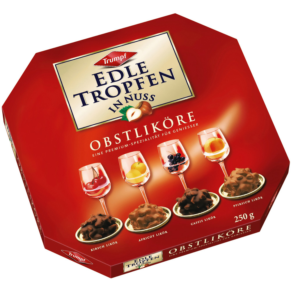 Trumpf EDLE TROPFEN -NUTS- chocolates 250g./1 box -Made in Germany-FREE SHIPPING