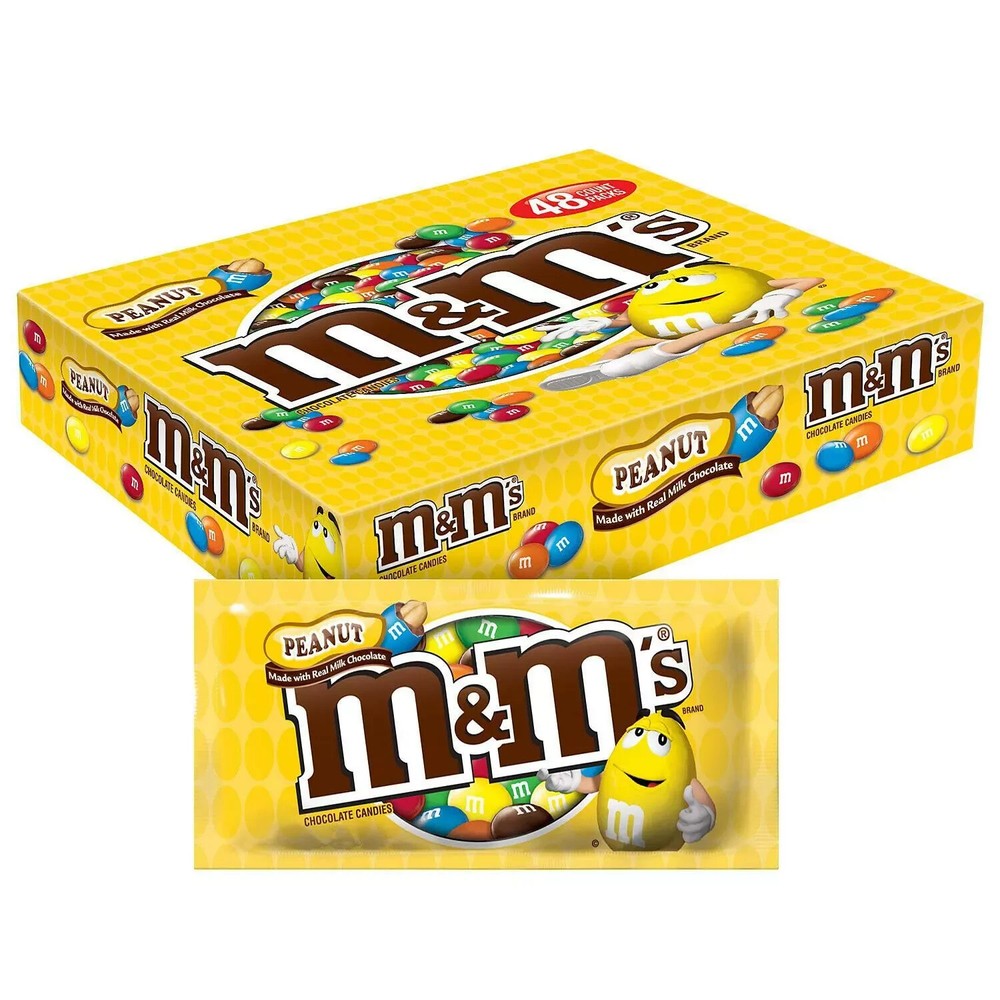 M&M’S PEANUT Milk Chocolate Candy 1.74oz (48 Individual Packs)