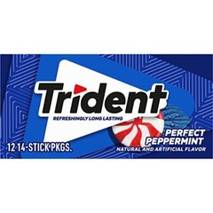 Trident Perfect Peppermint Sugar Free Gum 12 Packs 168 Pieces Bulk Chewing Gum