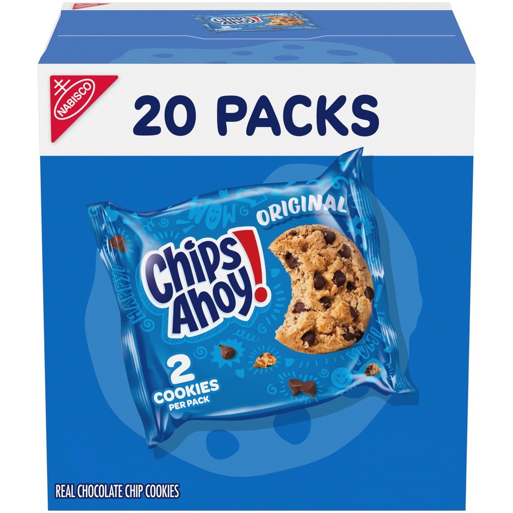 CHIPS AHOY Original Chocolate Chip Cookies, 20 Snack Packs 2 cookies per pack