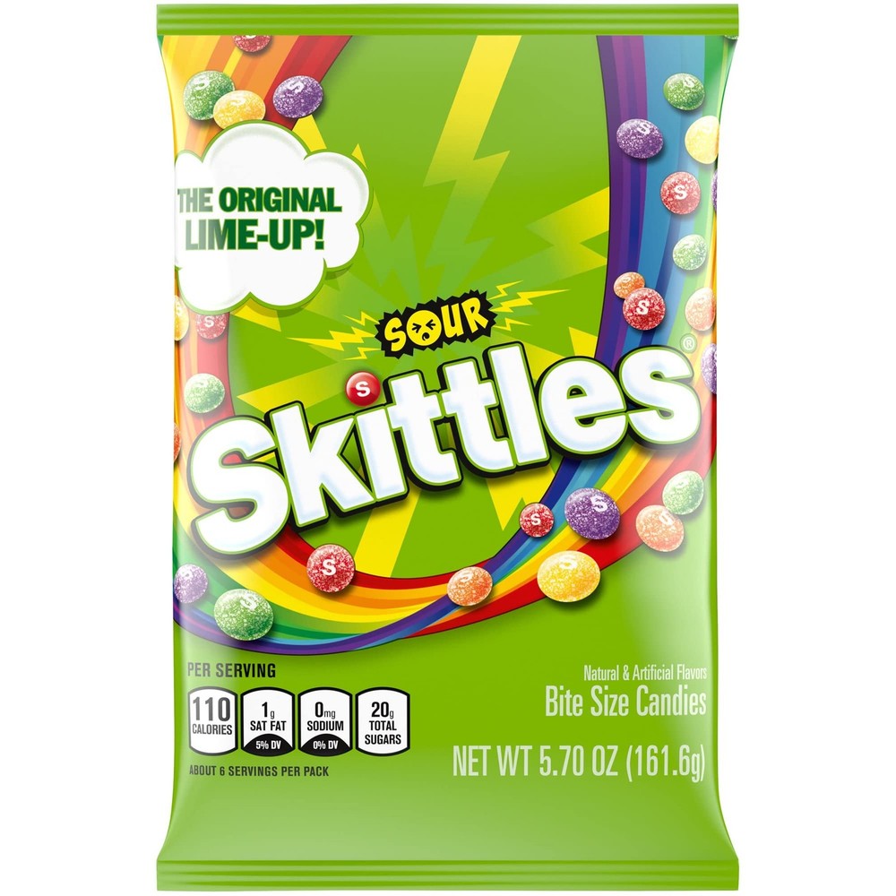 Skittles Bite Size Candy, Sours, 5.7 Ounce Bag 5.32 (Pack of 1), Orange