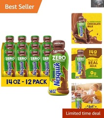 Indulge in NESTLE’s Low-Fat 0g Sugar Chocolate Milk | 12 Bottles of 14oz