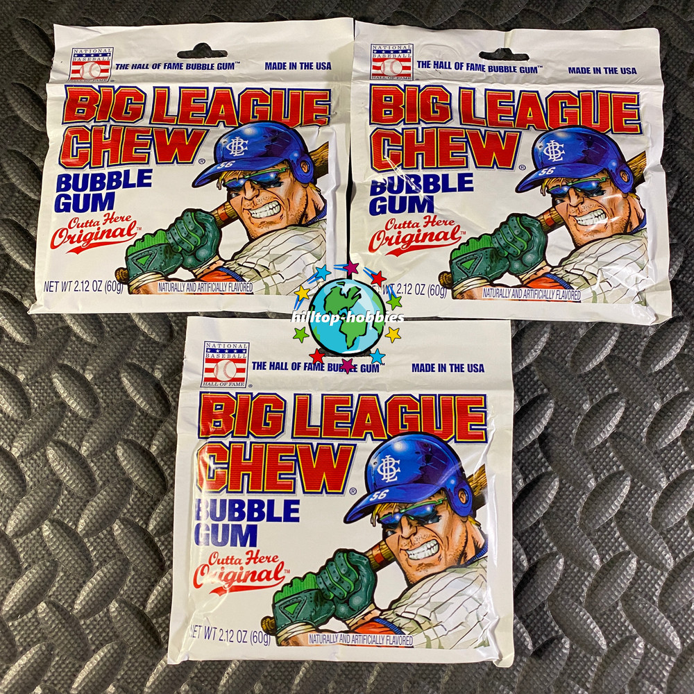 3-PACK LOT OF BIG LEAGUE CHEW SHREDDED BUBBLE GUM “OUTTA HERE ORIGINAL” baseball