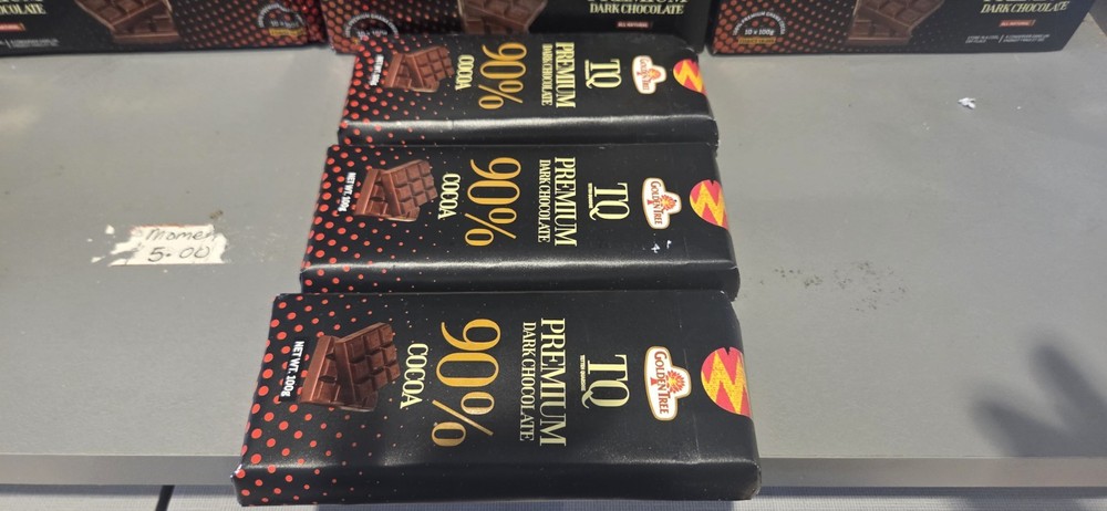 3 pack 100g Premium Dark Chocolate. Golden Tree chocolate. 90% Dark chocolate.