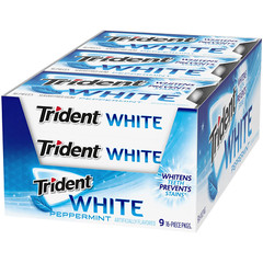 Trident White Peppermint Sugar Free Gum, 9 Packs of 16 Pieces (144 Total Pieces)