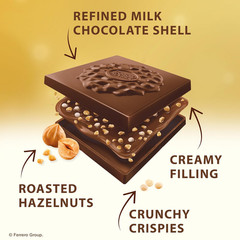 Ferrero Rocher Premium Milk Hazelnut Chocolate Squares, Individually Wrapped Cho