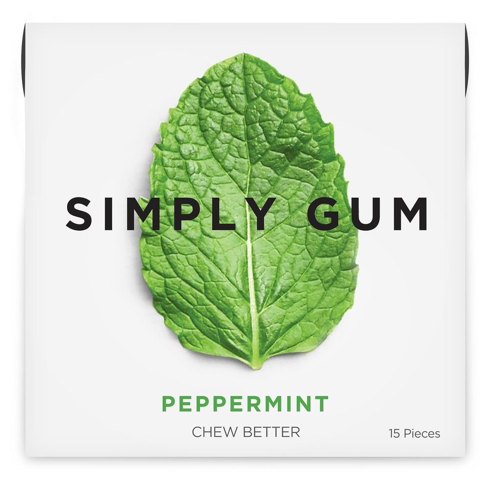 SIMPLY Gum Peppermint, Plastic-Free Natural 15 Count (Pack of 1), Green