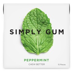 SIMPLY Gum Peppermint, Plastic-Free Natural 15 Count (Pack of 1), Green