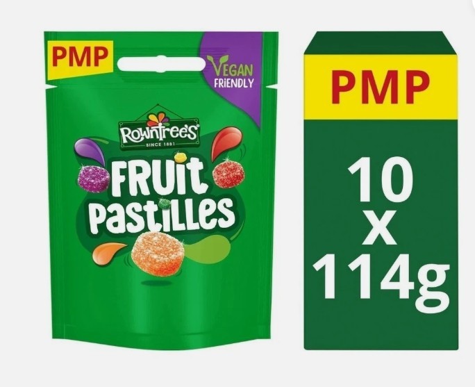 Rowntree’s Fruit Pastilles Sweets Sharing Bag 114g x 10