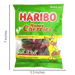 Haribo Happy Cherries Gummi Candy Share Size (2 Pack) and 2 Gosutoys Stickers