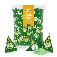 St. Patrick’s Day Sour Popping Rock Candy, Green Apple Flavor, 40-Count Bag
