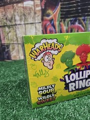 Warheads Lollipop Rings Green Apple, Watermelon, Blue Raspberry Box of 22 New