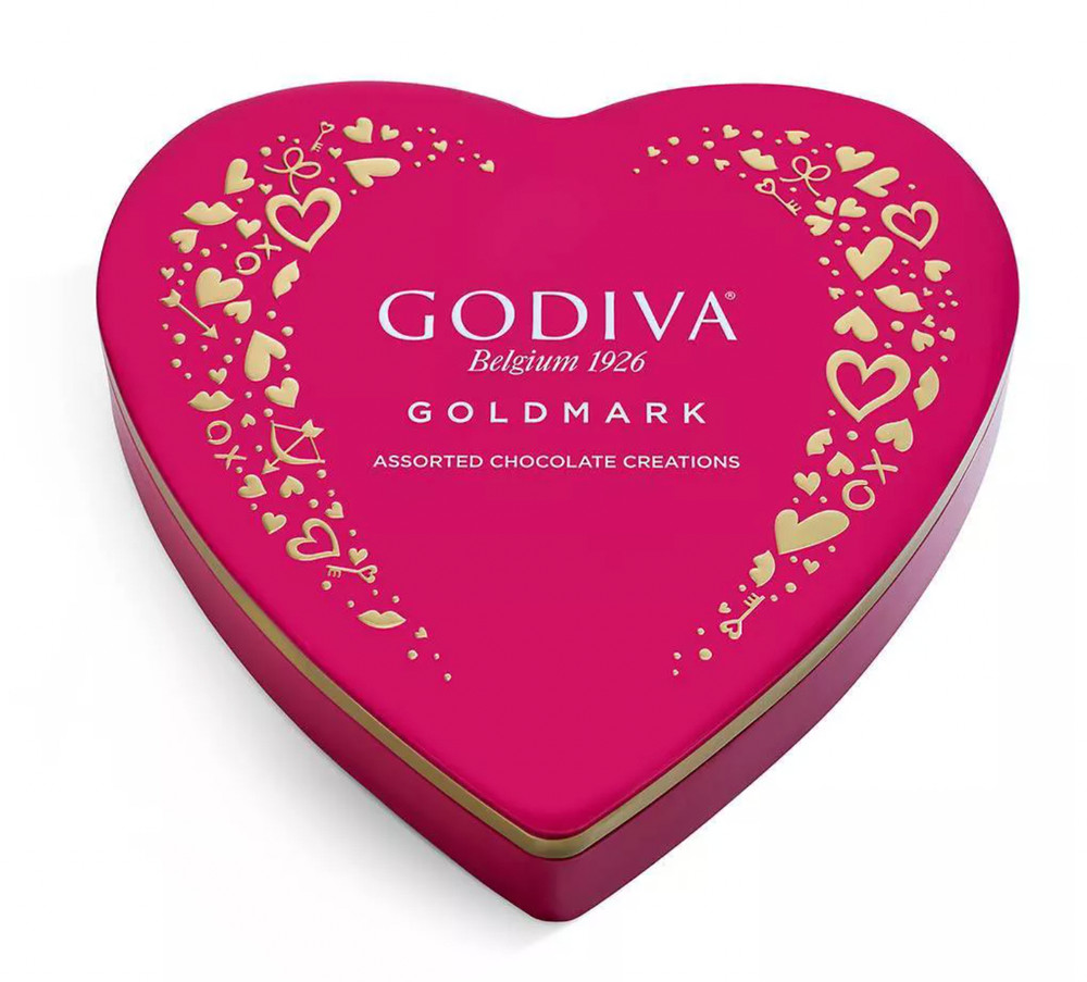 3x Godiva Goldmark Premium Assorted Chocolates Heart Tin Valentine’s Day 3 Pack