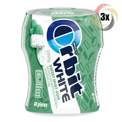 3x Bottles Wrigley’s Orbit White Sweet Mint Gum | 40 Pieces Each | Sugar Free