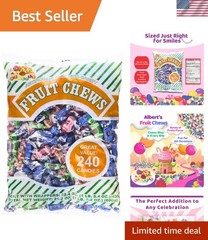 Candy Assorted Fruit Chews Candy, Individually Wrapped 1-Pack, 240 Pieces/Bag
