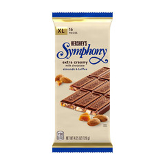 New SYMPHONY Milk Chocolate Almonds And Toffee XL Candy Bar 4.25 Oz (16 Pieces)