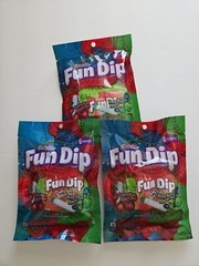 LOT OF 3 Lik-m-aid 2.07 oz. FUN DIP Candy (6-Pouches) Cherry Yum + Razz Apple