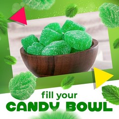 2 Pound Bag of Chewy Spearmint Leaves Jelly Candy – Natural & Refreshing