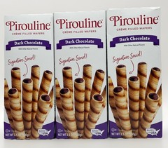 Debeukelaer Pirouline Dark Chocolate Creme Filled Wafers 3 Pack Lot