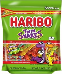 Twin Snakes Sweet & Sour Gummy Candy 8.3 Ounce Resealable Gummy Snacks